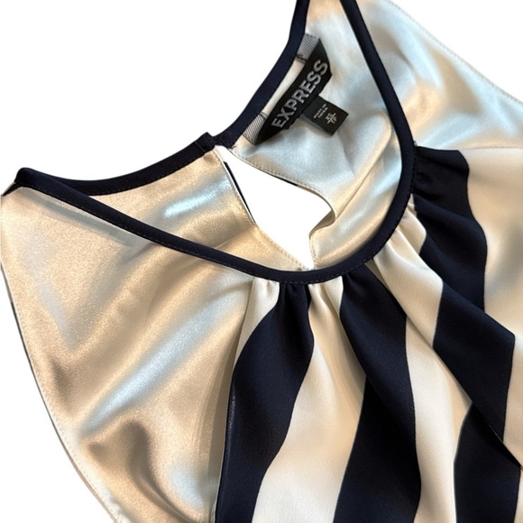 Striped Navy and Ivory Lined Halter Dress - Picture 3 of 4
